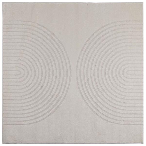 Grote foto vidaxl vloerkleden vierkant huarte cr me 240 x 240 cm polyester huis en inrichting vloerbedekking en kleden