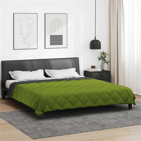 Grote foto vidaxl zomer dekbed groen en antraciet 220 x 260 cm microfiber huis en inrichting bedden