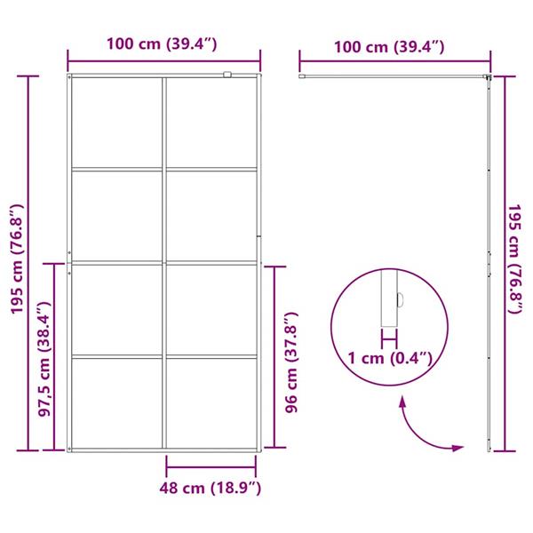 Grote foto vidaxl inloop douche wand goud 100 x 195 cm gehard glas huis en inrichting complete badkamers