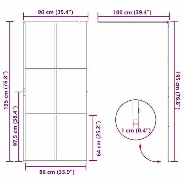 Grote foto vidaxl inloop douche wand goud 90 x 195 cm gehard glas huis en inrichting complete badkamers