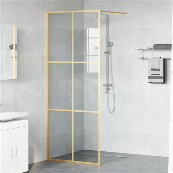 Grote foto vidaxl inloop douche wand goud 80 x 195 cm gehard glas huis en inrichting complete badkamers