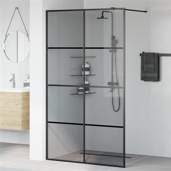 Grote foto vidaxl inloop douche wand zwart 115 x 195 cm gehard glas huis en inrichting complete badkamers
