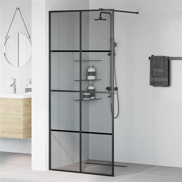 Grote foto vidaxl inloop douche wand zwart 90 x 195 cm gehard glas huis en inrichting complete badkamers
