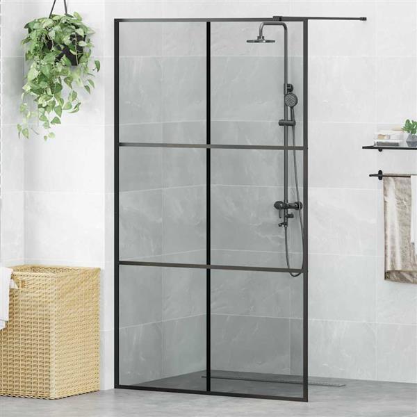 Grote foto vidaxl inloop douche wand zwart 115 x 195 cm gehard glas huis en inrichting complete badkamers