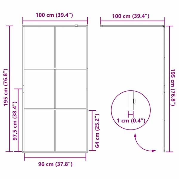 Grote foto vidaxl inloop douche wand zwart 100 x 195 cm gehard glas huis en inrichting complete badkamers