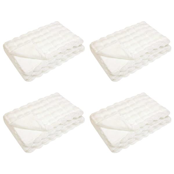 Grote foto vidaxl neppels konijnenbont deken olite 4 pcs wit 150 x 220 cm huis en inrichting bedden