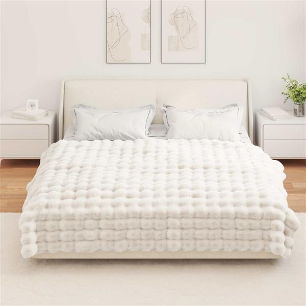 Grote foto vidaxl neppels konijnenbont deken olite 4 pcs wit 150 x 220 cm huis en inrichting bedden