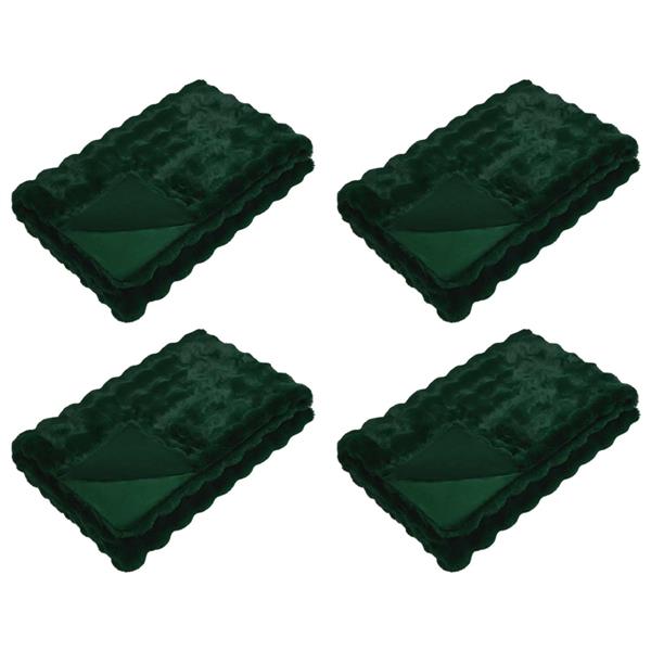 Grote foto vidaxl neppels konijnenbont deken olite 4 pcs donkergroen 130 x 150 cm huis en inrichting bedden