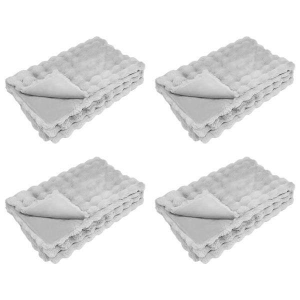 Grote foto vidaxl neppels konijnenbont deken olite 4 pcs grijs 220 x 240 cm huis en inrichting bedden