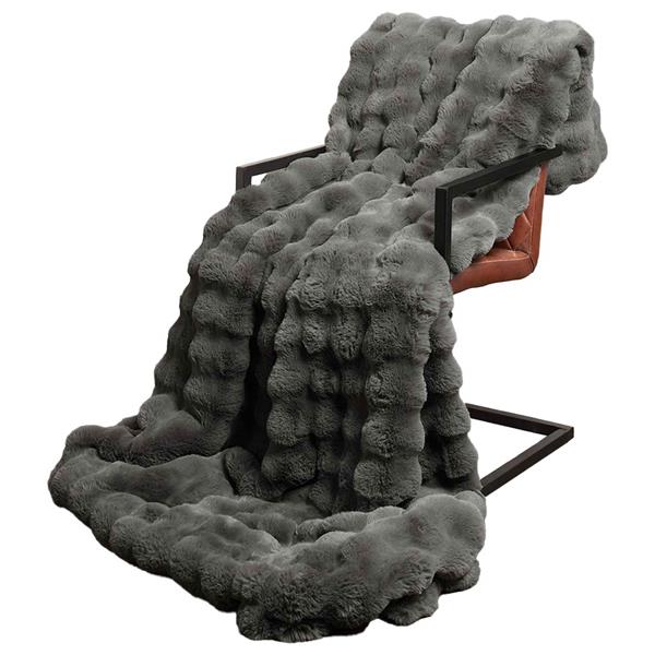 Grote foto vidaxl neppels konijnenbont deken olite 4 pcs donkergrijs 130 x 150 cm huis en inrichting bedden