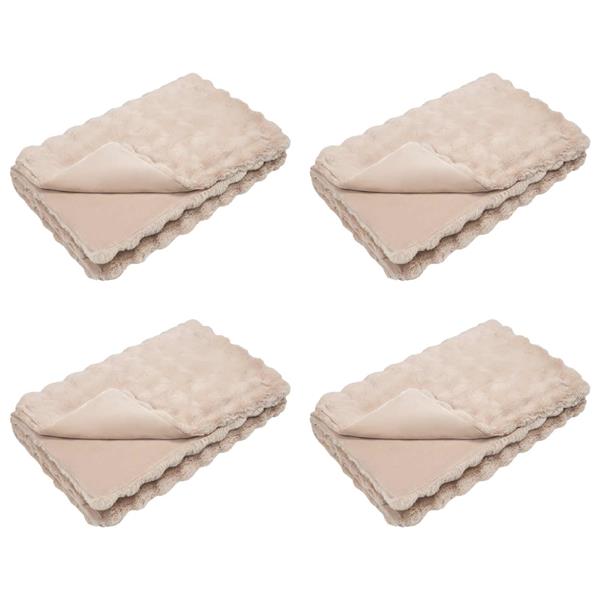 Grote foto vidaxl neppels konijnenbont deken olite 4 pcs beige 220 x 240 cm huis en inrichting bedden