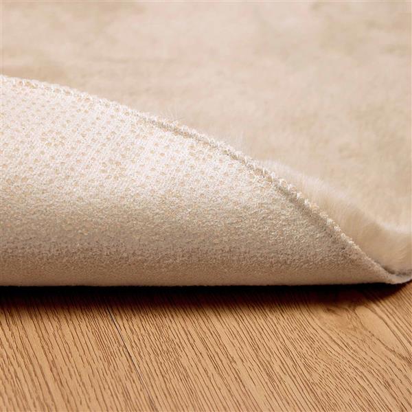 Grote foto vidaxl nep konijnenbont tapijt olite taupe 100 cm polyester huis en inrichting vloerbedekking en kleden