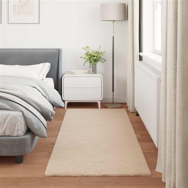 Grote foto vidaxl nep konijnenbont tapijt olite taupe 80 x 200 cm polyester huis en inrichting vloerbedekking en kleden