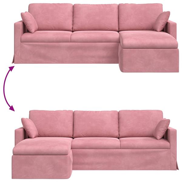 Grote foto vidaxl bank roze 198 x 134 x 80 cm fluweel huis en inrichting bankstellen