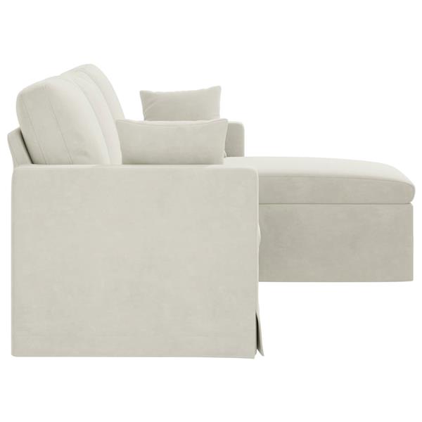 Grote foto vidaxl bank cr me 198 x 134 x 80 cm fluweel huis en inrichting bankstellen