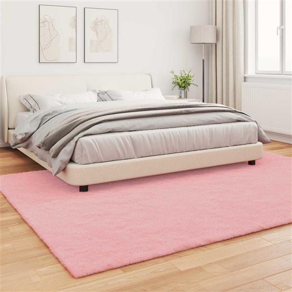 Grote foto vidaxl nep konijnenbont tapijt olite roze 200 x 280 cm polyester huis en inrichting vloerbedekking en kleden