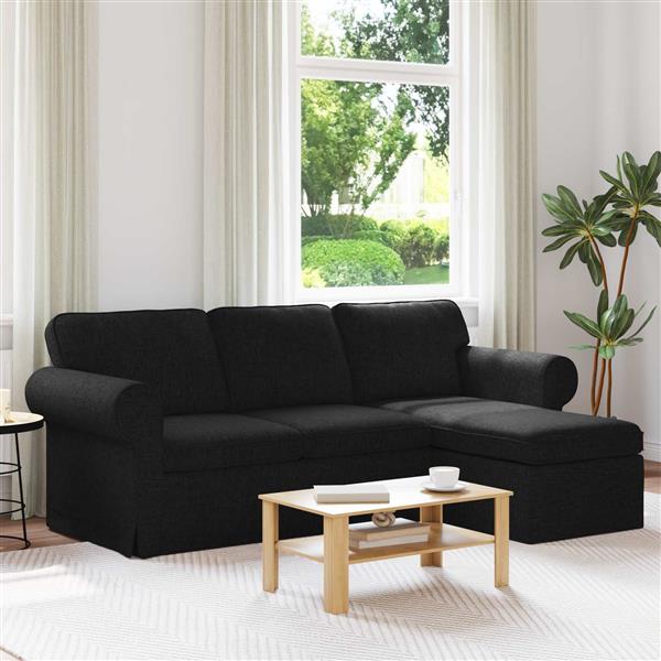 Grote foto vidaxl bank zwart 215 x 138 x 80 cm stof huis en inrichting bankstellen