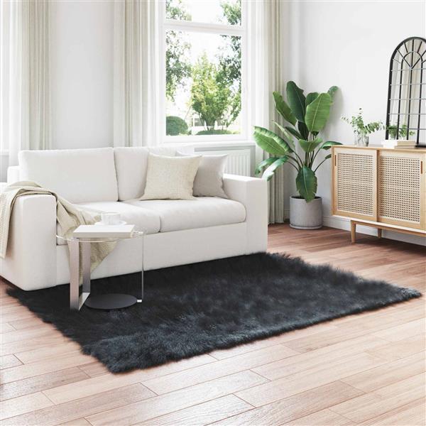 Grote foto vidaxl nep schapenvacht tapijt tafalla zwart 160 x 230 cm polyester huis en inrichting vloerbedekking en kleden