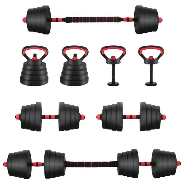 Grote foto vidaxl 2 in 1 halter barbell set 30kg zwart en rood sport en fitness fitness