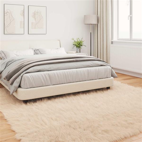 Grote foto vidaxl nep schapenvacht tapijt tafalla beige 200 x 200 cm polyester huis en inrichting vloerbedekking en kleden