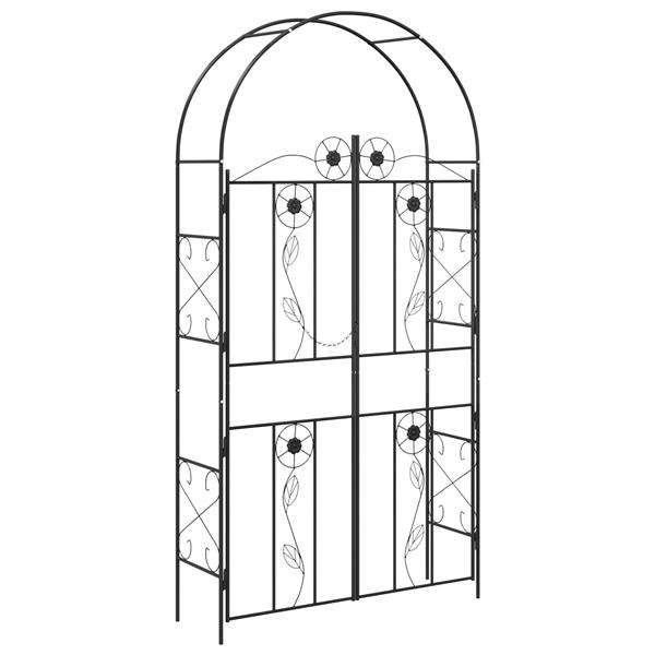 Grote foto vidaxl tuin boog effen zwart 115 x 37 x 226 cm tuin en terras overige tuin en terras