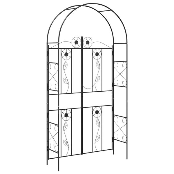 Grote foto vidaxl tuin boog effen zwart 115 x 37 x 226 cm tuin en terras overige tuin en terras