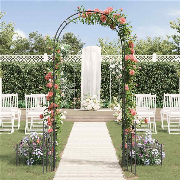 Grote foto vidaxl tuin boog met slot zwart 203 x 50 x 218 cm tuin en terras overige tuin en terras