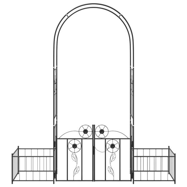 Grote foto vidaxl tuin boog met slot zwart 203 x 50 x 218 cm tuin en terras overige tuin en terras