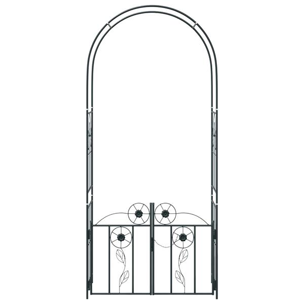 Grote foto vidaxl tuin boog met slot zwart 102 x 50 x 218 cm tuin en terras overige tuin en terras