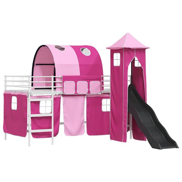 Grote foto vidaxl loftbed voor kids wit en roze 107 x 200 cm metaal antiek en kunst stoelen en banken