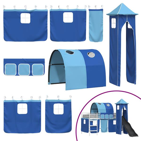 Grote foto vidaxl loftbed voor kids wit en blauw 107 x 200 cm metaal antiek en kunst stoelen en banken