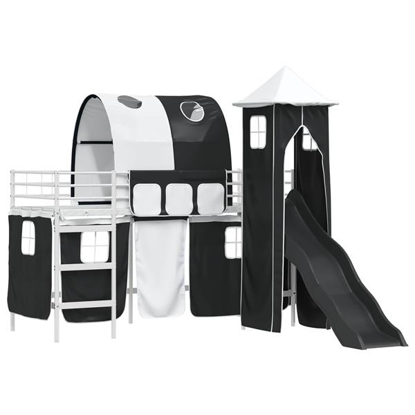 Grote foto vidaxl loftbed voor kids wit en zwart 99 5 x 190 cm metaal antiek en kunst stoelen en banken
