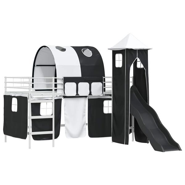 Grote foto vidaxl loftbed voor kids wit en zwart 79 5 x 200 cm metaal antiek en kunst stoelen en banken
