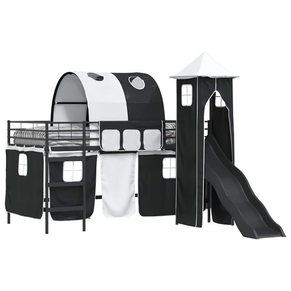 Grote foto vidaxl loftbed voor kids zwart 99 5 x 200 cm metaal antiek en kunst stoelen en banken