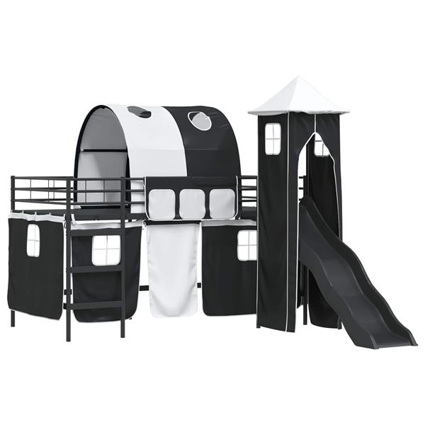 Grote foto vidaxl loftbed voor kids zwart 99 5 x 200 cm metaal antiek en kunst stoelen en banken