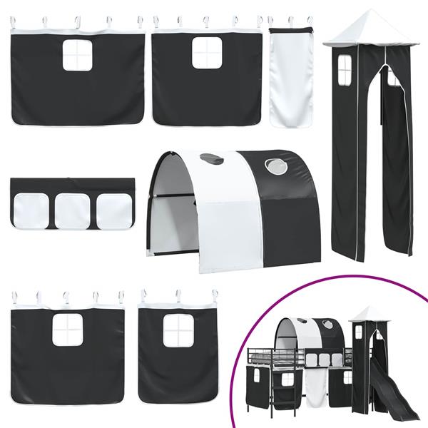 Grote foto vidaxl loftbed voor kids zwart 99 5 x 200 cm metaal antiek en kunst stoelen en banken