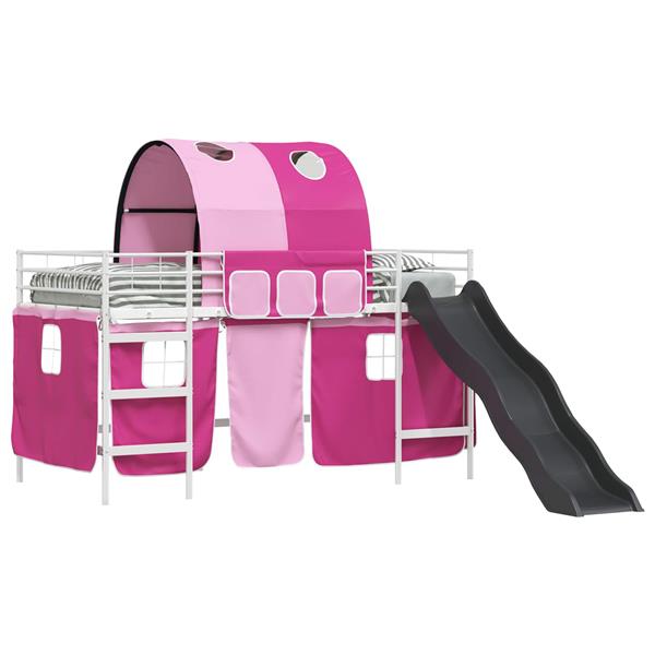 Grote foto vidaxl loftbed voor kids wit en roze 107 x 200 cm metaal antiek en kunst stoelen en banken