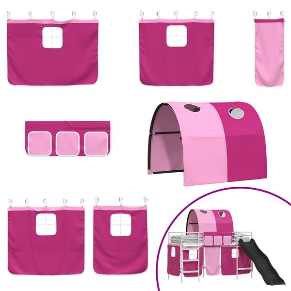 Grote foto vidaxl loftbed voor kids wit en roze 99 5 x 190 cm metaal antiek en kunst stoelen en banken