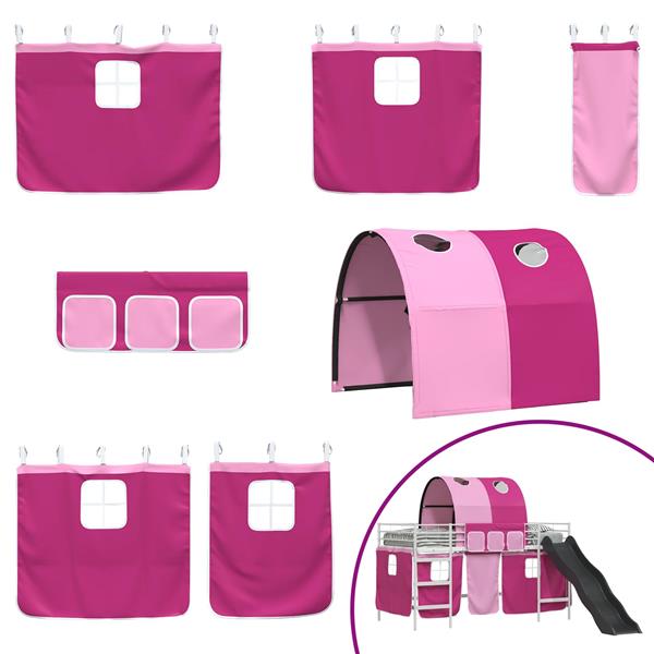 Grote foto vidaxl loftbed voor kids wit en roze 79 5 x 200 cm metaal antiek en kunst stoelen en banken