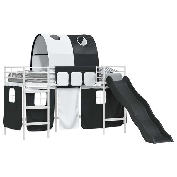 Grote foto vidaxl loftbed voor kids wit en zwart 99 5 x 190 cm metaal antiek en kunst stoelen en banken