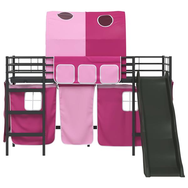Grote foto vidaxl loftbed voor kids zwart en roze 99 5 x 190 cm metaal antiek en kunst stoelen en banken