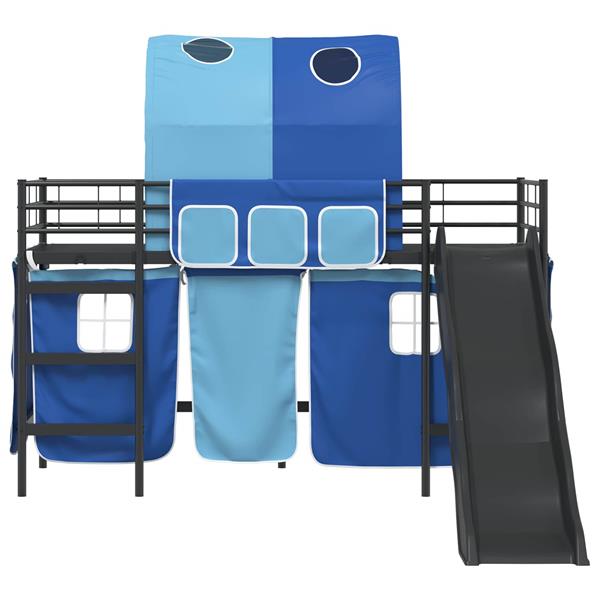 Grote foto vidaxl loftbed voor kids zwart en blauw 99 5 x 190 cm metaal antiek en kunst stoelen en banken