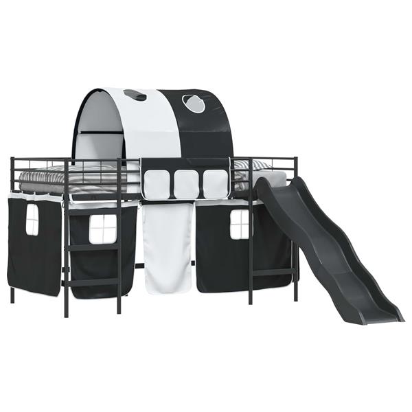 Grote foto vidaxl loftbed voor kids zwart 99 5 x 200 cm metaal antiek en kunst stoelen en banken