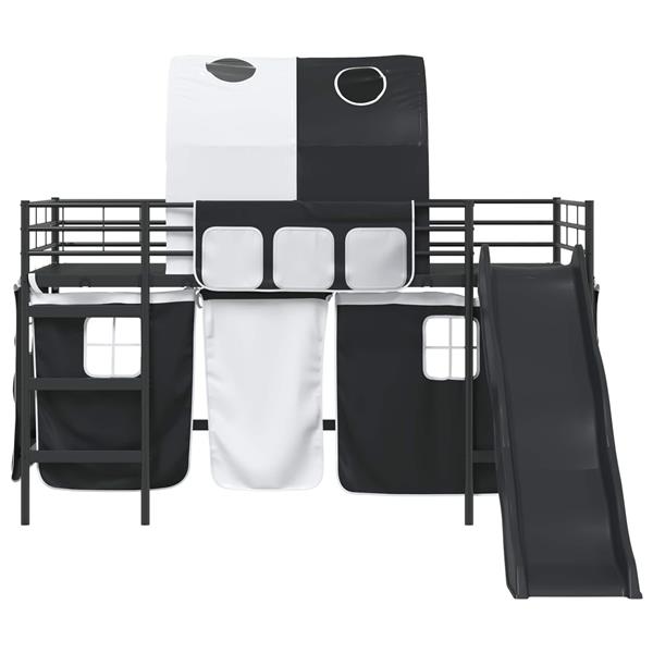 Grote foto vidaxl loftbed voor kids zwart 99 5 x 200 cm metaal antiek en kunst stoelen en banken