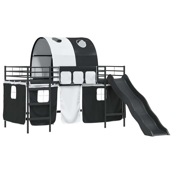 Grote foto vidaxl loftbed voor kids zwart 79 5 x 200 cm metaal antiek en kunst stoelen en banken