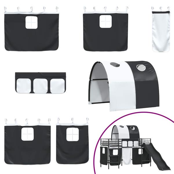 Grote foto vidaxl loftbed voor kids zwart 74 5 x 190 cm metaal antiek en kunst stoelen en banken