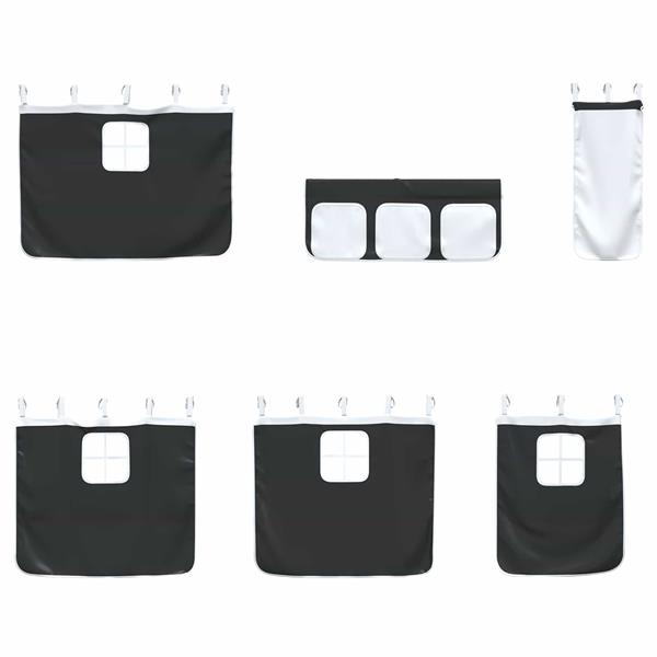 Grote foto vidaxl loftbedframe voor kinderen met gordijnen zwart 74 5 x 190 cm antiek en kunst stoelen en banken