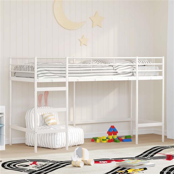 Grote foto vidaxl loftbed voor kids wit 74 5 x 190 cm staal antiek en kunst stoelen en banken