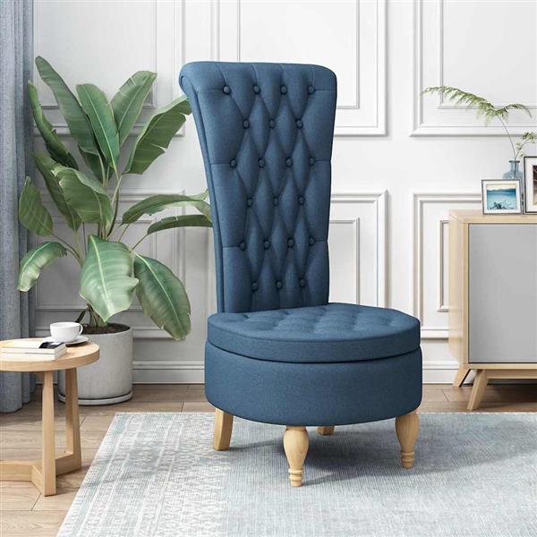Grote foto vidaxl slipper stoel blauw 56 5 x 70 x 110 cm stof huis en inrichting stoelen