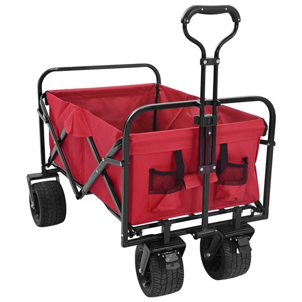 Grote foto vidaxl vouwbare handtrolley rood 89 x 63 x 96 cm staal en oxford stof doe het zelf en verbouw gereedschappen en machines